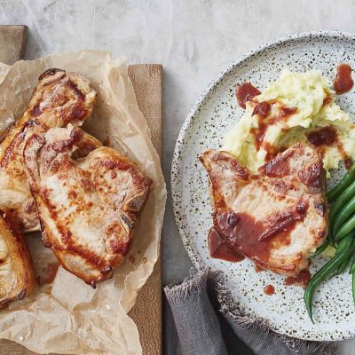 Pork With Cranberry Sauce & Cabbage Mash