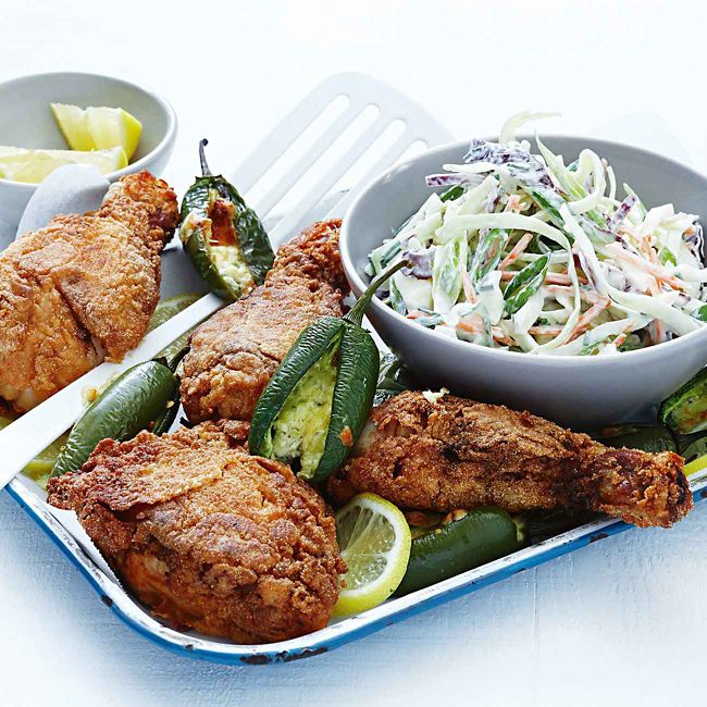 Spicy Fried Chicken & Stuffed Jalapeños