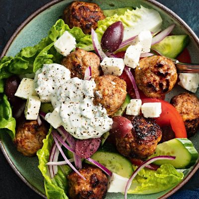 Greek-Style Meatball Salad