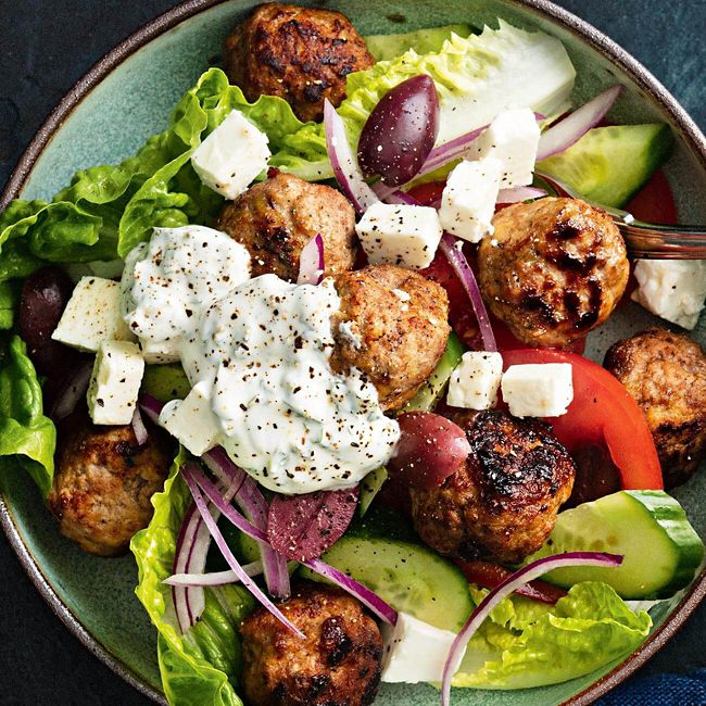 Greek-Style Meatball Salad