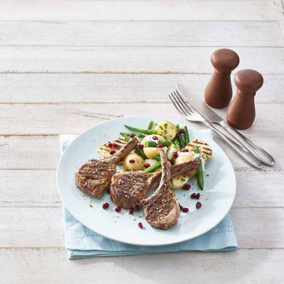 Lamb Cutlets With Haloumi, Bean And Potato Salad