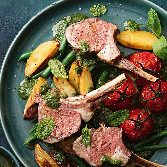 Roast Lamb Rack With Mint Salsa