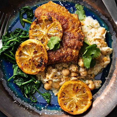 Spiced Fish With Chickpea Mash