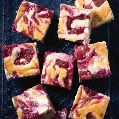 Cream Cheese & Rhubarb Blondies