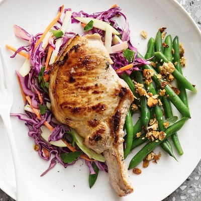 Pork Cutlets With Slaw & Hazelnut Granola
