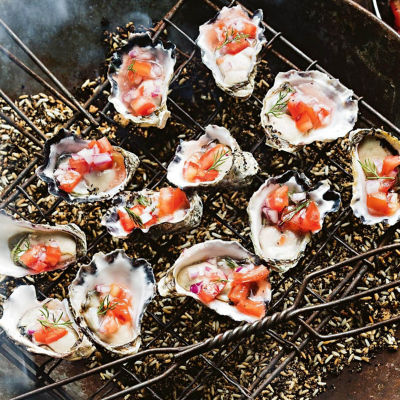 Smoked Oysters With Tomato Salsa