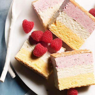 Vanilla, Mango & Raspberry Slice
