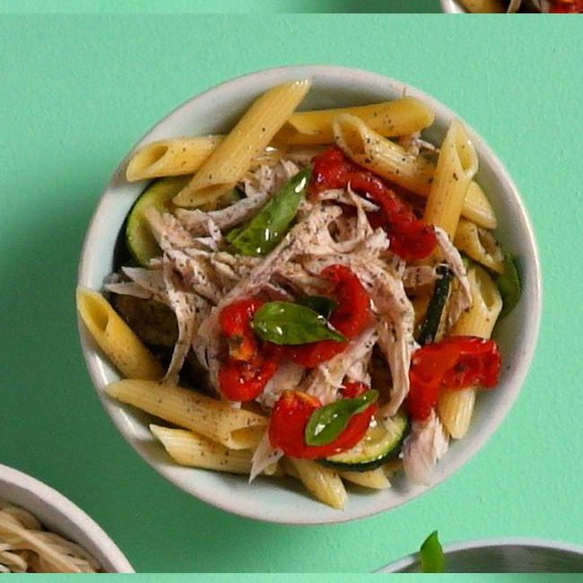Zucchini Pasta With Leftover Chicken