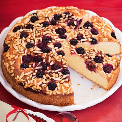 Almond, Pine Nut & Blackberry Cake