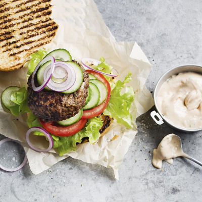 Beef Burgers with Chipotle Chilli Mayonnaise