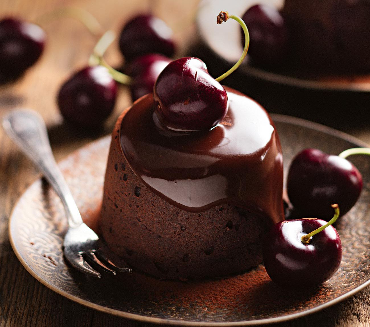 Puddings store with cherries