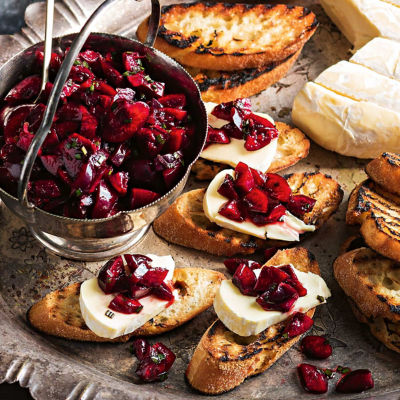 Toasted Baguette With Cherry Salsa & Brie
