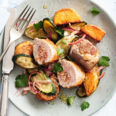 Chorizo Stuffed Pork With Patatas Bravas