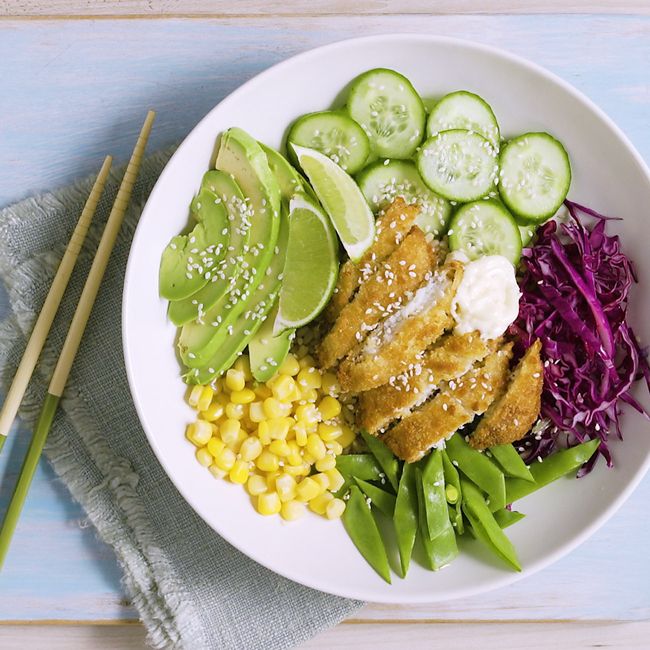Crumbed Fish Poke Bowl