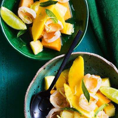 Lychee Summer Fruit Salad With Ginger Syrup