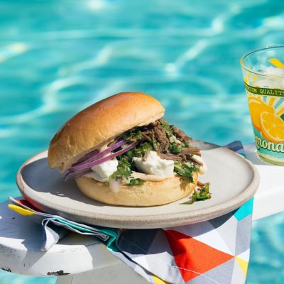 Pulled Lamb Burger With Green Sauce