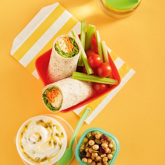Smashed Egg & Veggie Wrap + Snacks