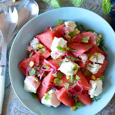Watermelon Salad With Goat's Cheese & Mint