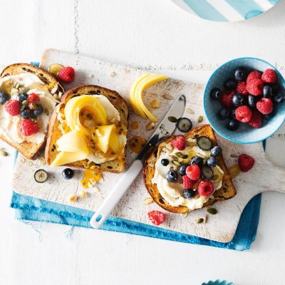 Fruit Toast with Ricotta, Fruit & Seeds