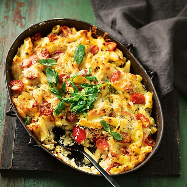 Three Cheese Pasta with Basil & Tomatoes
