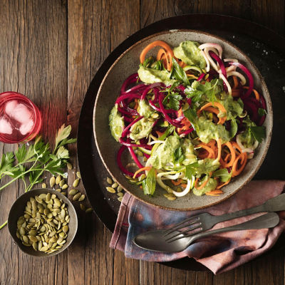 Beetroot 'Noodles' With Super Green Dressing