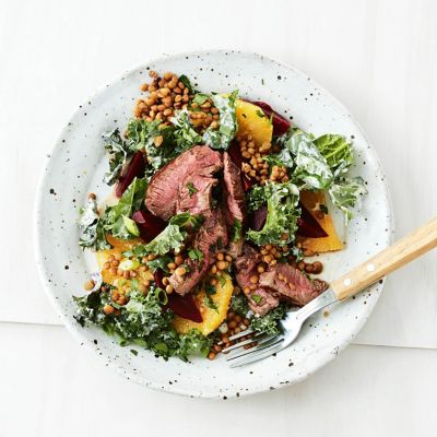 Lentil & Beetroot Salad With Steak