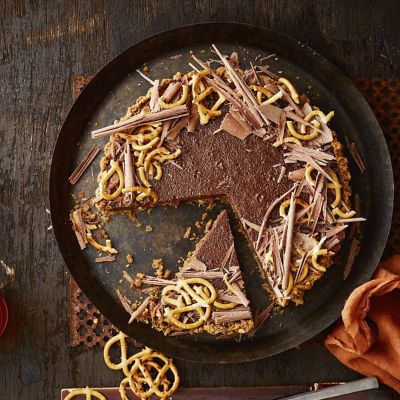 Milk Chocolate Tart With Pretzel Topping