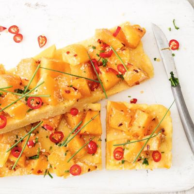 Miso Roast Pumpkin & Polenta Slice