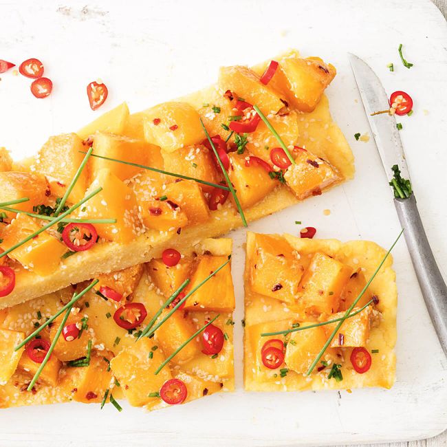 Miso Roast Pumpkin and Polenta Slice