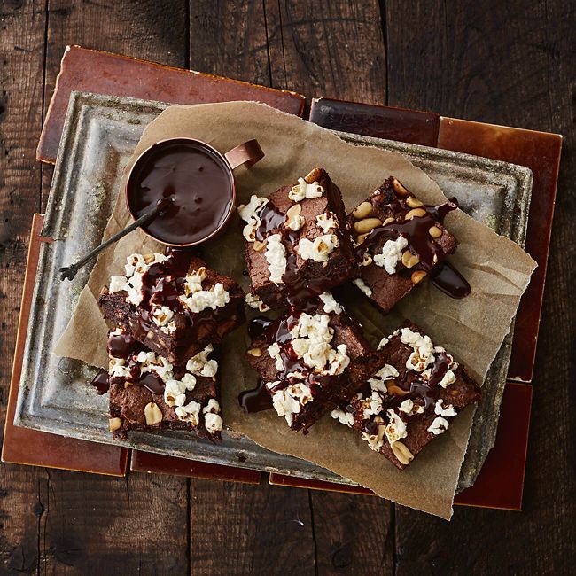 Peanut & Popcorn Brownies