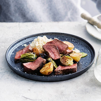 Pepper Steak With White Cabbage Remoulade & Crispy Sprouts
