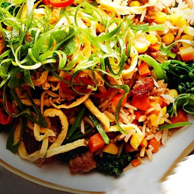 Rainbow Fried Rice With Pork