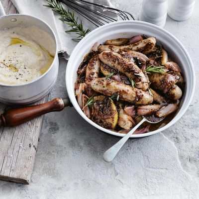 Sausages With White Bean Mash