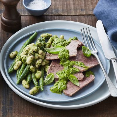 Silverside With Herb Sauce And Warm Bean Salad