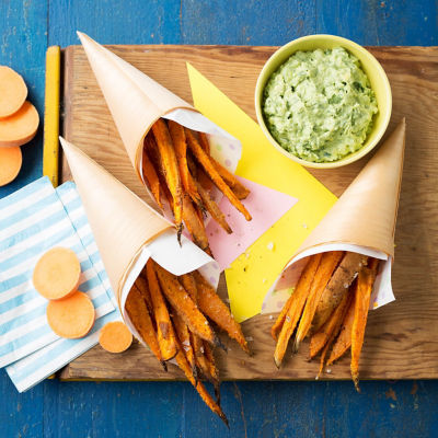 Sweet Potato Oven Baked Chips With Avocado Dip