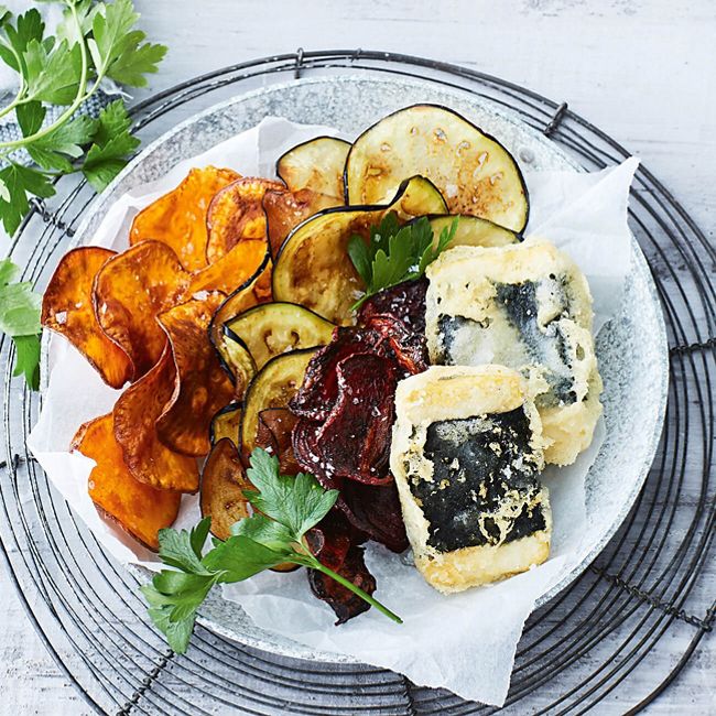Battered Tofu With Veggie Chips
