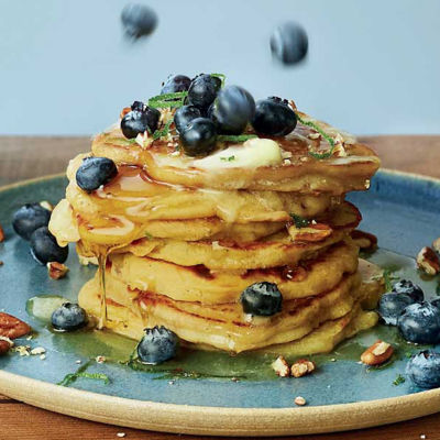 Lime Spiked Pancakes With Blueberries And Pecans