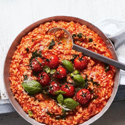 Tomato Risotto With Basil Oil