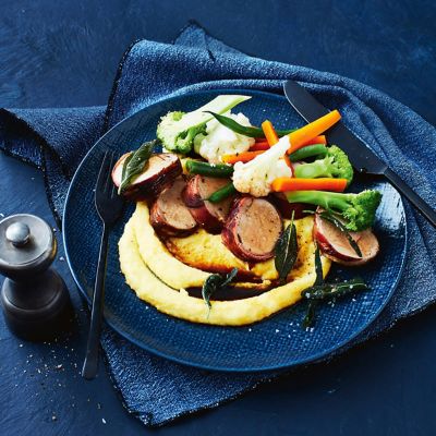 Prosciutto-Wrapped Pork With Polenta