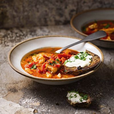 Spanish-Style Seafood Soup With Aioli