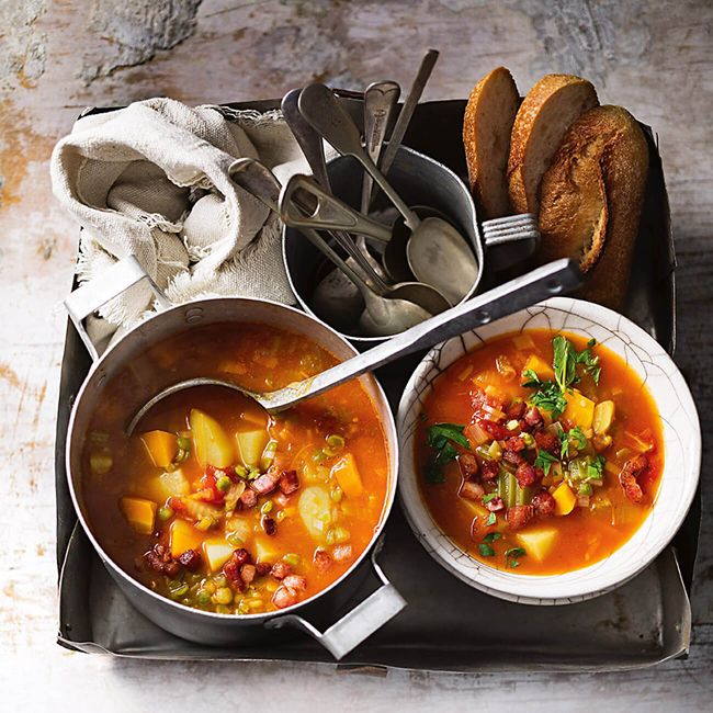 Split Pea, Tomato & Speck Soup