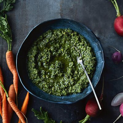 Carrot Top Pesto