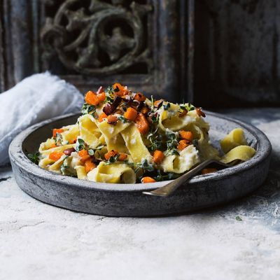 Cauliflower Carbonara With Pumpkin & Bacon Crumble