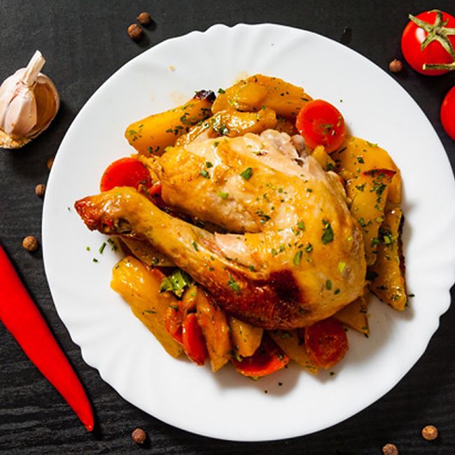 Chicken Thighs With Harissa Carrots & Onions
