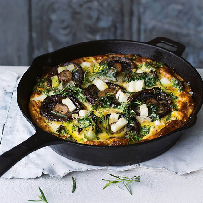 Mushroom, Kale & Haloumi Frittata