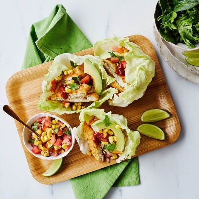 Crumbed Fish Lettuce Tacos