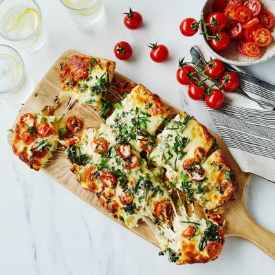 Garlic Bread Pull-Apart With Broccolini & Cherry Tomatoes