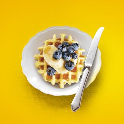 Golden Waffles With Fresh Berries & Banana
