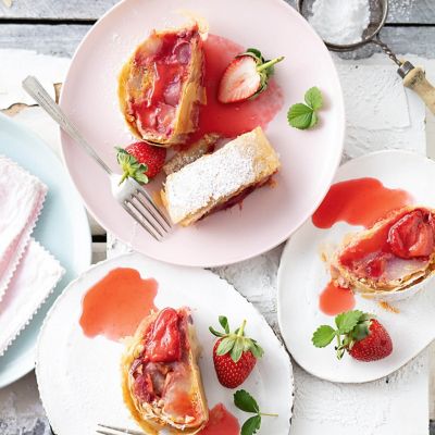 Rhubarb, Strawberry & Apple Strudel