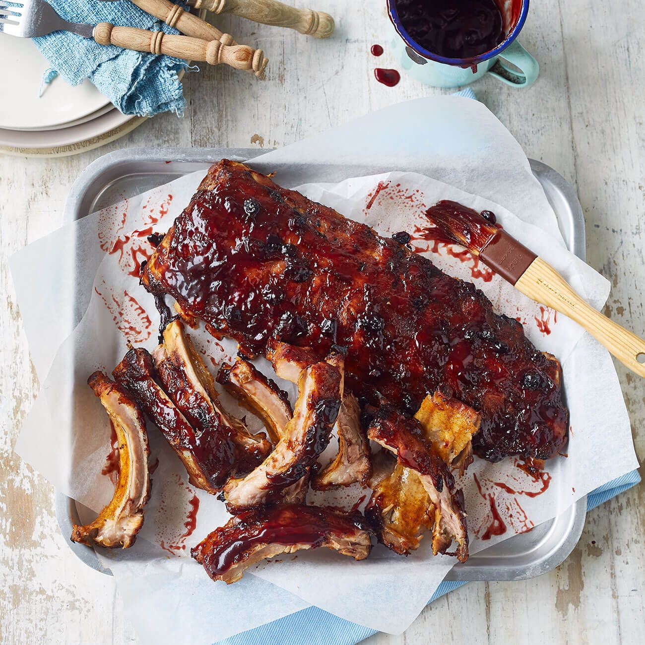 Barbecue blueberry glazed ribs